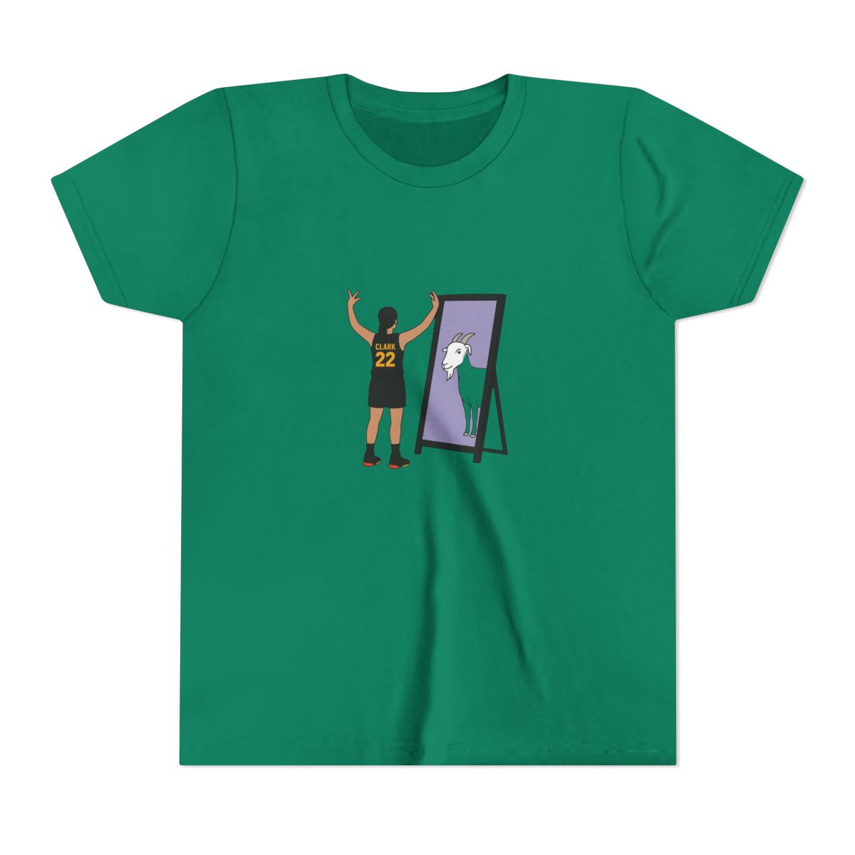 Iconic Caitlin Clark GOAT Basketball Kids T Shirt - alternate angle 2, merchandise